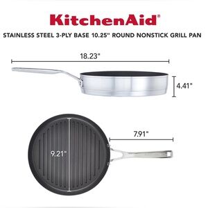 KitchenAid
 3-Ply Stainless Steel Nonstick Induction Stovetop Grill Pan 10.25"